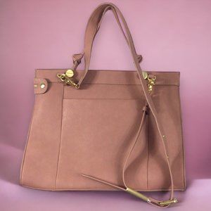 FOLEY + Corinna Satchel Shoulder Bag Blush Pink Pebbled  Faux Leather Vegan EUC